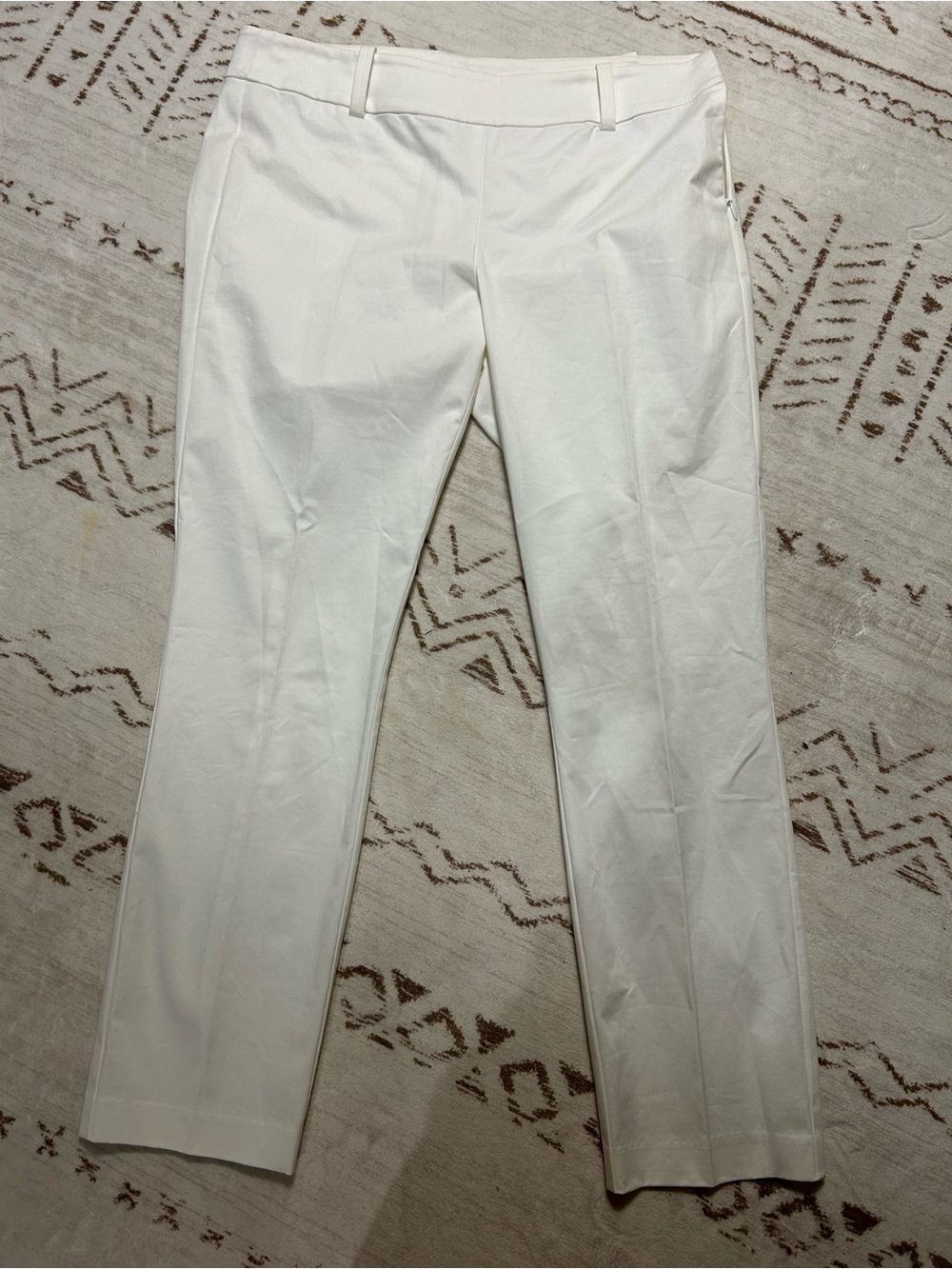 Ann Taylor White Side Zip Straight Leg Dress Pants Trousers Size 8 Old Money - Picture 2 of 7